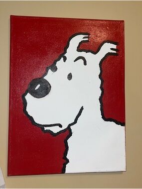 White Dog Canvas Ar  tintin milou painting